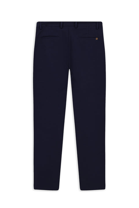 Mid Navy Regular Fit Standard Cut Stretchy Canvas / Chino Trousers