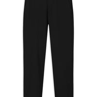 Black Slim Fit Narrow Cut Elastic Waist Cotton Canvas / Chino Trousers