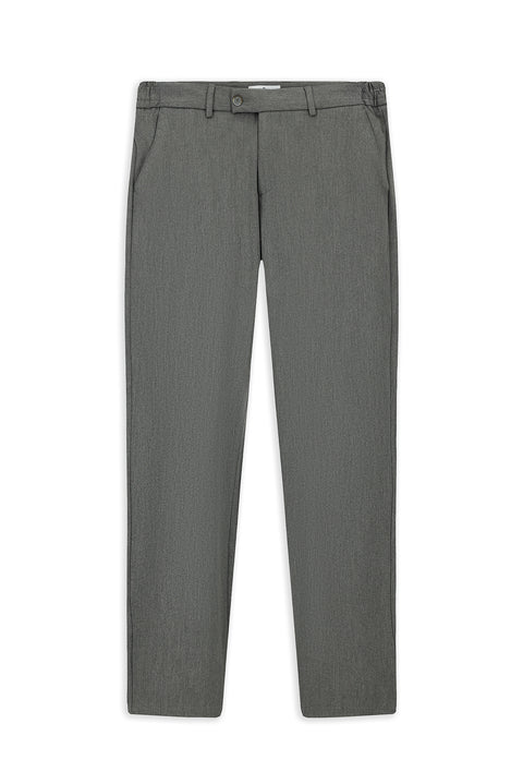 Medium Gray Slim Fit Elastic Waist Cotton Canvas / Chino Trousers