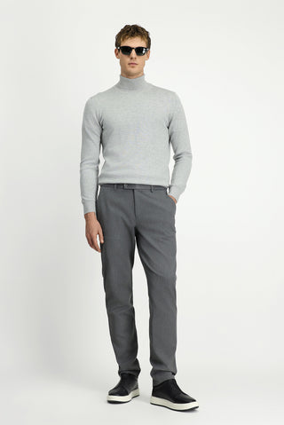  Orta Gri Slim Fit Dar Kesim Beli Lastikli Pamuklu Kanvas / Chino Pantolon