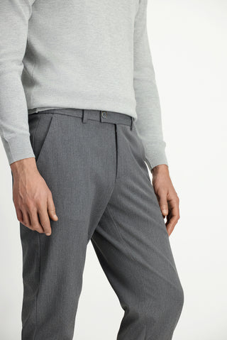  Orta Gri Slim Fit Dar Kesim Beli Lastikli Pamuklu Kanvas / Chino Pantolon