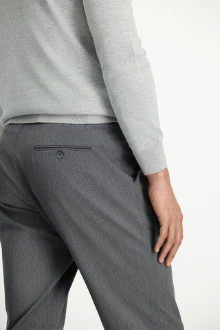  Orta Gri Slim Fit Dar Kesim Beli Lastikli Pamuklu Kanvas / Chino Pantolon