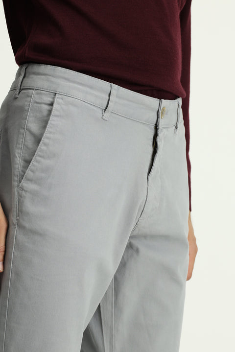 Medium Grey Slim Fit Stretch Canvas / Chino Trousers