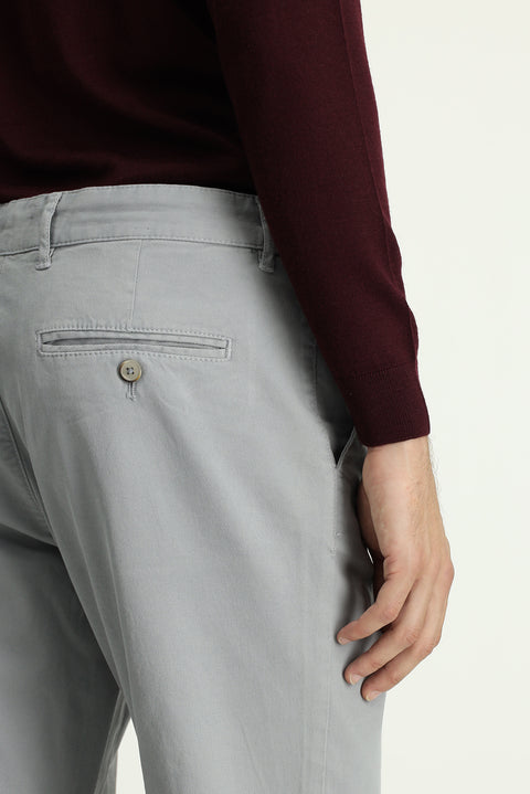 Medium Grey Slim Fit Stretch Canvas / Chino Trousers