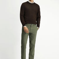 Orta Haki Slim Fit Dar Kesim Likralı Kanvas / Chino Pantolon