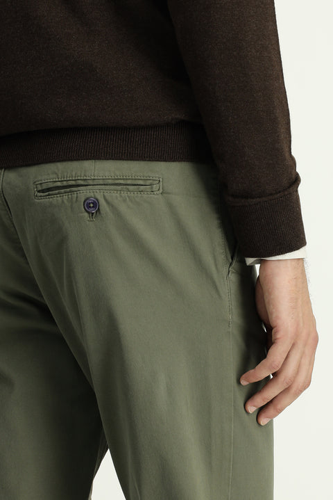Orta Haki Slim Fit Dar Kesim Likralı Kanvas / Chino Pantolon