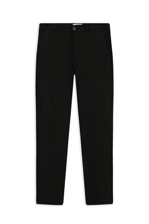 Black Slim Fit Patterned Canvas / Chino Trousers with Lycra