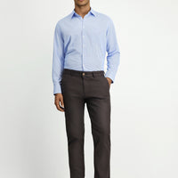 Light Brown Slim Fit Stretch Patterned Canvas / Chino Trousers