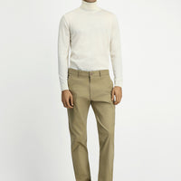 Light Mink Slim Fit Skinny Patterned Canvas / Chino Trousers