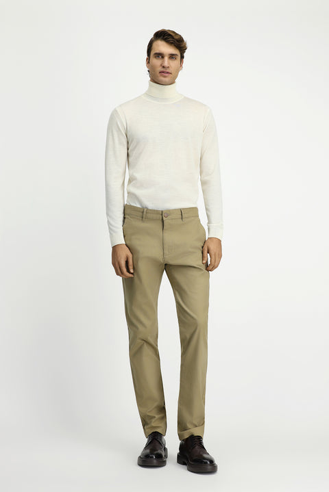 Light Mink Slim Fit Skinny Patterned Canvas / Chino Trousers
