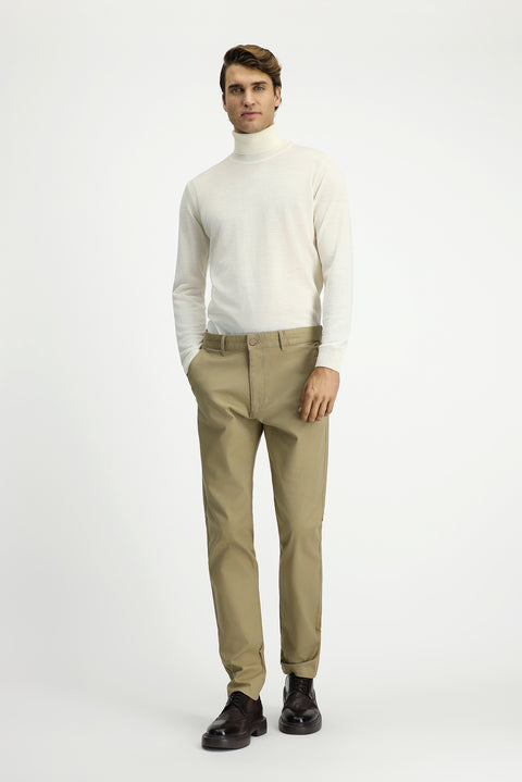 Light Mink Slim Fit Skinny Patterned Canvas / Chino Trousers
