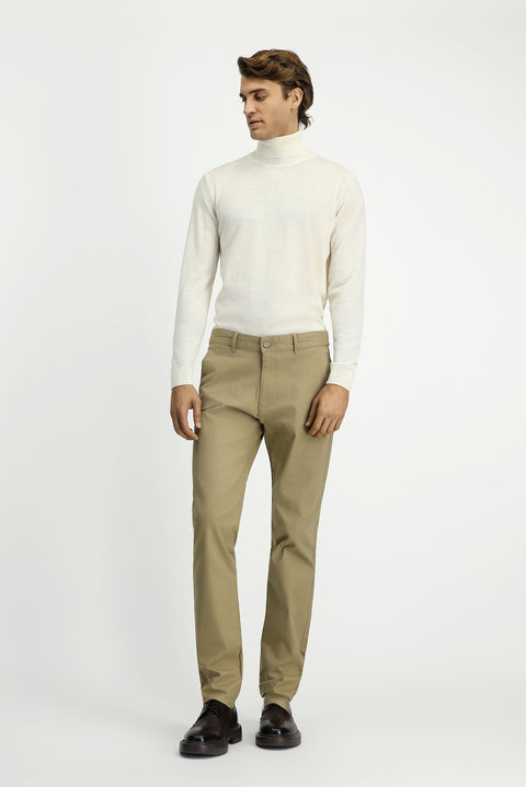 Light Mink Slim Fit Skinny Patterned Canvas / Chino Trousers