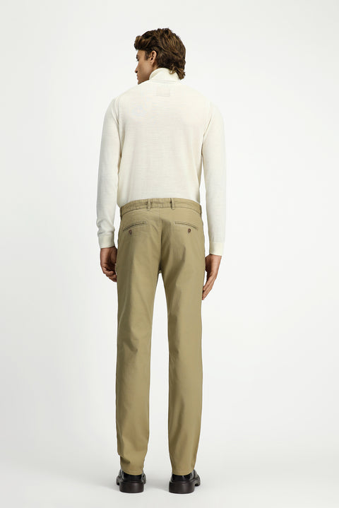 Light Mink Slim Fit Skinny Patterned Canvas / Chino Trousers
