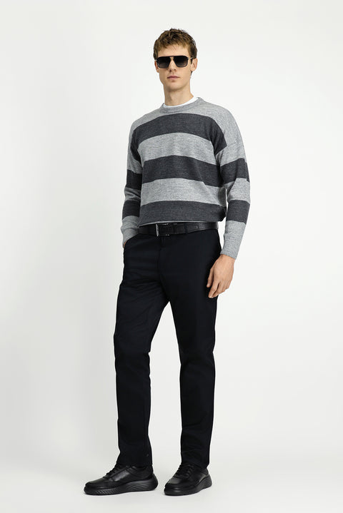 Black Relaxed Fit Stretch Canvas / Chino Trousers