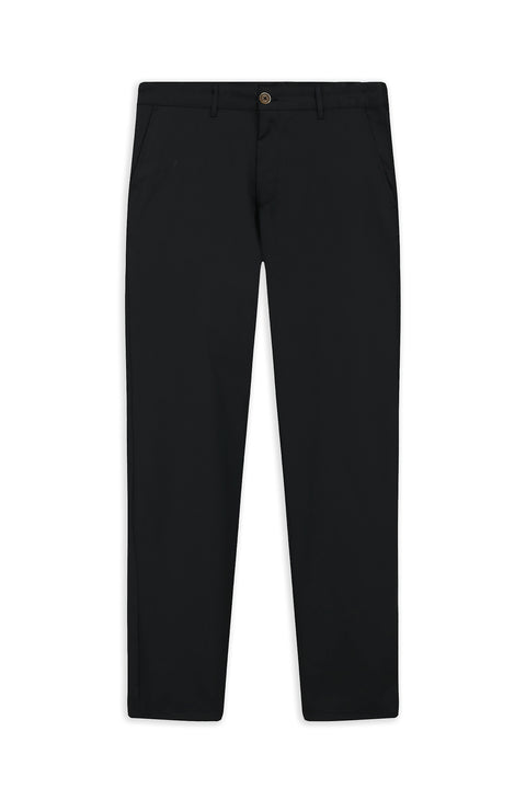 Black Relaxed Fit Stretch Canvas / Chino Trousers