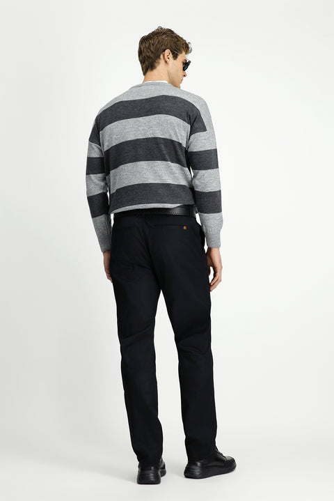 Black Relaxed Fit Stretch Canvas / Chino Trousers