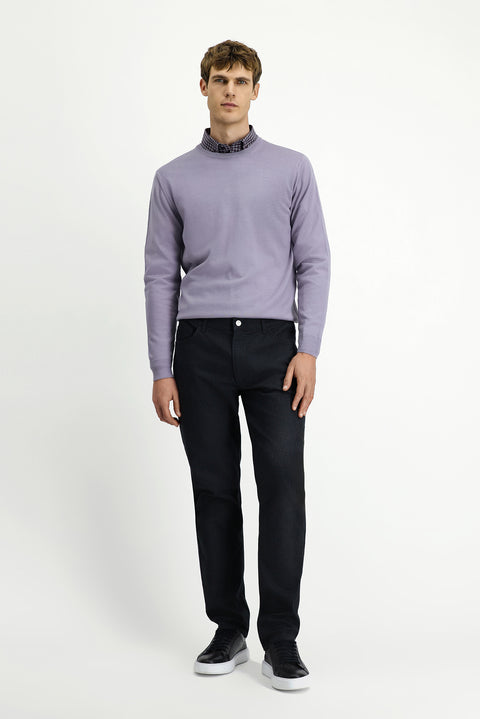 Dark Anthracite Regular Fit Standard Cut Lycra Canvas / Chino Trousers