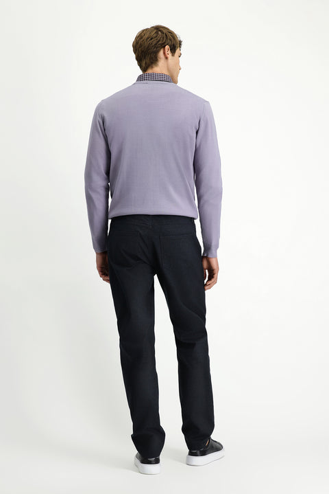Dark Anthracite Regular Fit Standard Cut Lycra Canvas / Chino Trousers