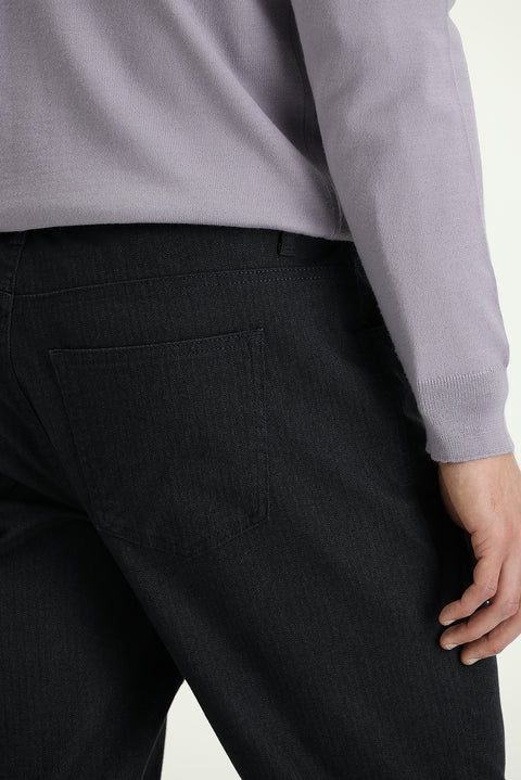 Dark Anthracite Regular Fit Standard Cut Lycra Canvas / Chino Trousers