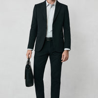 Black Slim Fit Narrow Cut Side Pocketed Stretchy Canvas / Chino Trousers