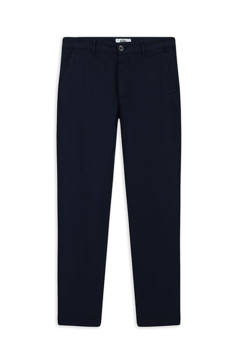Mid Navy Slim Fit Side Pocket Stretch Canvas / Chino Trousers