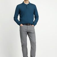 Orta Gri Slim Fit Dar Kesim Likralı Kanvas / Chino Pantolon
