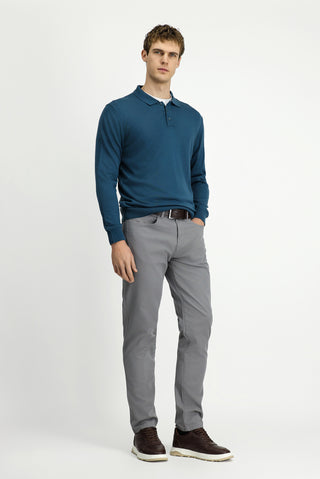  Orta Gri Slim Fit Dar Kesim Likralı Kanvas / Chino Pantolon