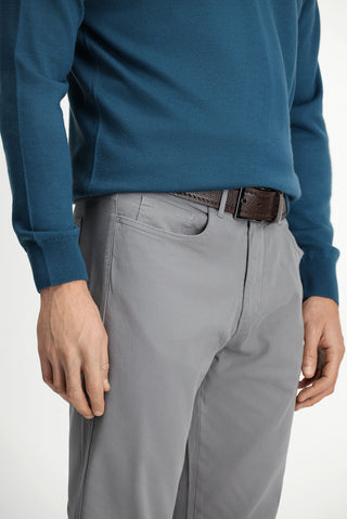  Orta Gri Slim Fit Dar Kesim Likralı Kanvas / Chino Pantolon