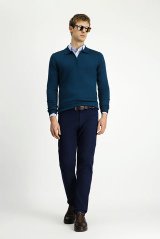 Orta Lacivert Slim Fit Dar Kesim Likralı Kanvas / Chino Pantolon