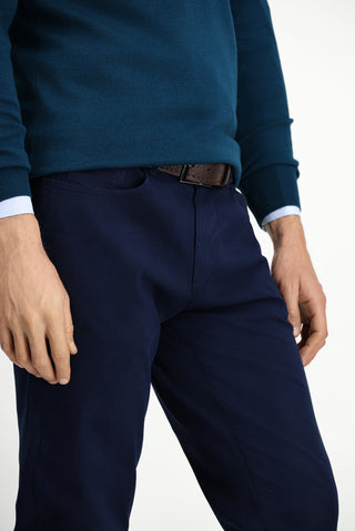  Orta Lacivert Slim Fit Dar Kesim Likralı Kanvas / Chino Pantolon