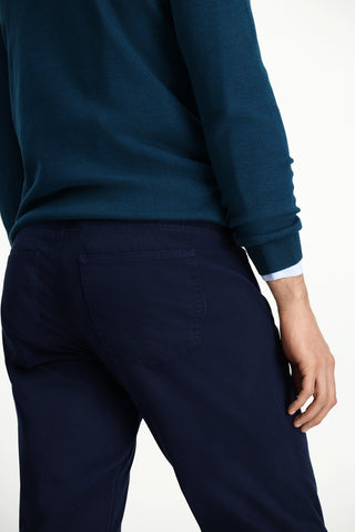  Orta Lacivert Slim Fit Dar Kesim Likralı Kanvas / Chino Pantolon