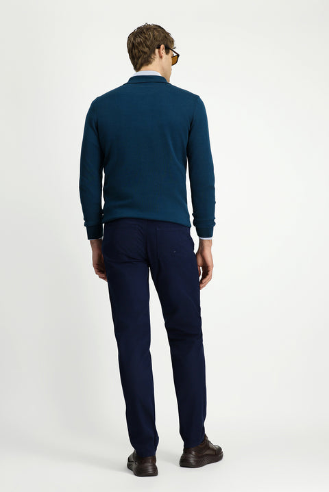 Mid-Navy Slim Fit Stretch Canvas / Chino Trousers