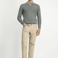 Light Mink Slim Fit Stretch Canvas / Chino Trousers