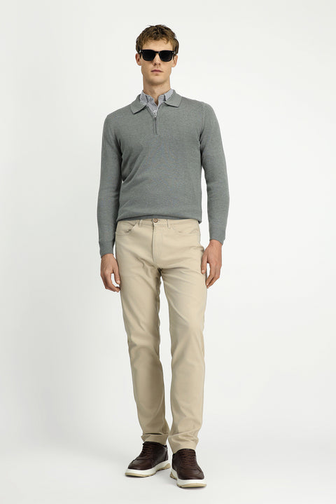 Light Mink Slim Fit Stretch Canvas / Chino Trousers