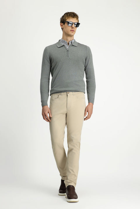 Light Mink Slim Fit Stretch Canvas / Chino Trousers