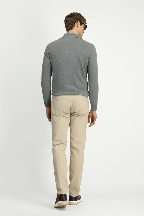 Light Mink Slim Fit Stretch Canvas / Chino Trousers