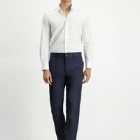 Dark Navy Regular Fit Standard Cut Lycra Canvas / Chino Trousers