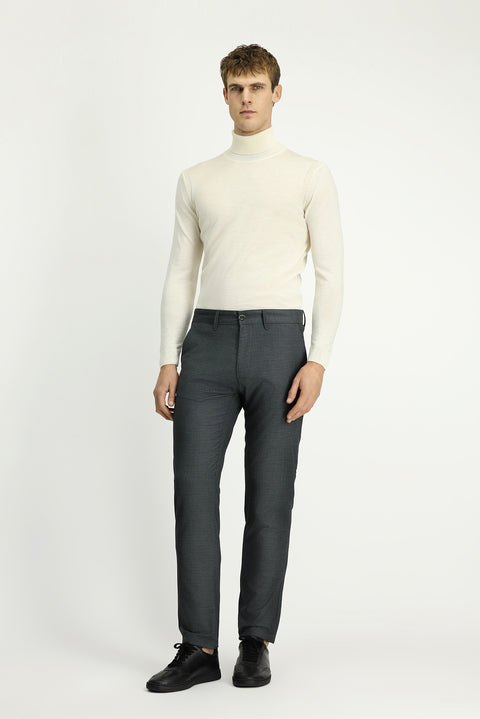 Dark Anthracite Regular Fit Standard Cut Lycra Canvas / Chino Trousers