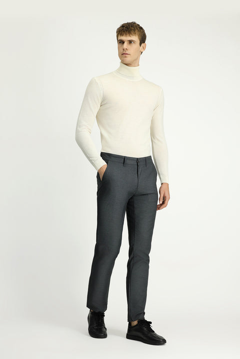 Dark Anthracite Regular Fit Standard Cut Lycra Canvas / Chino Trousers