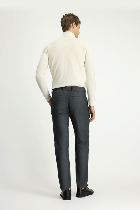 Dark Anthracite Regular Fit Standard Cut Lycra Canvas / Chino Trousers