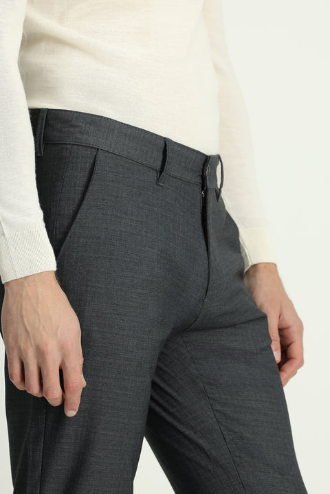 Dark Anthracite Regular Fit Standard Cut Lycra Canvas / Chino Trousers