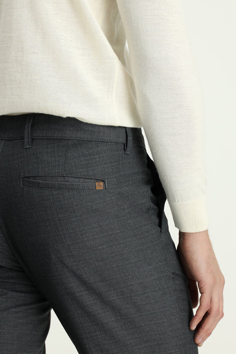 Dark Anthracite Regular Fit Standard Cut Lycra Canvas / Chino Trousers