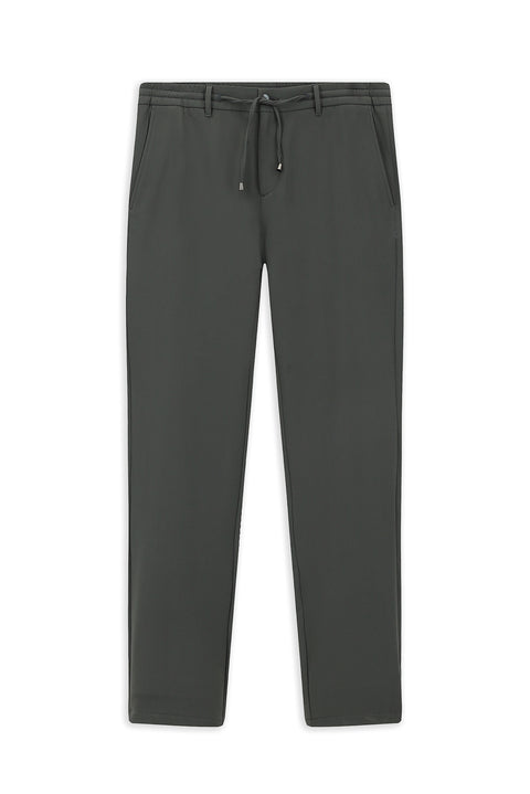 Dark Grey Techno-Line Slim Fit Tapered Leg Elasticated Waist Drawstring Lycra Cargo Jogger Trousers