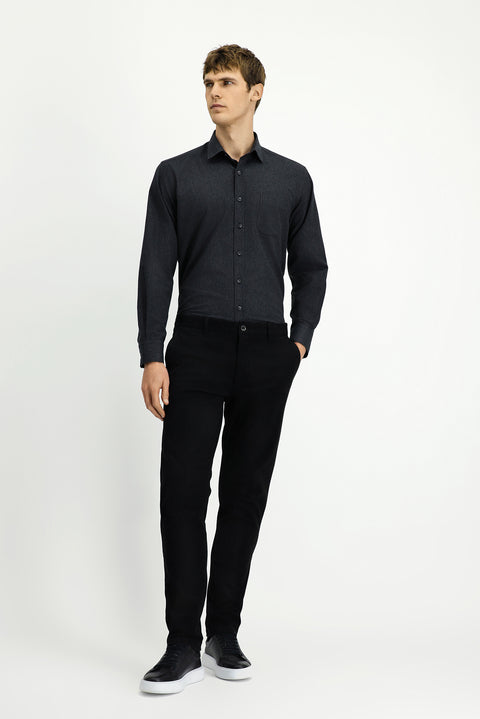 Black Slim Fit Stretchy Canvas / Chino Trousers