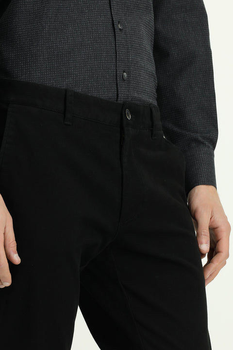 Black Slim Fit Stretchy Canvas / Chino Trousers