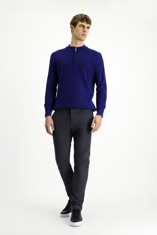  Orta Gri Relaxed Fit Rahat Kesim Likralı Kanvas / Chino Pantolon