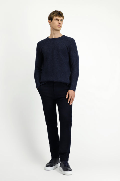 Dark Navy Relaxed Fit Stretch Canvas / Chino Trousers
