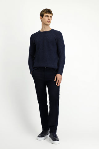  Koyu Lacivert Slim Fit Dar Kesim Likralı Kanvas / Chino Pantolon