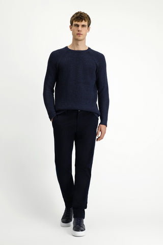  Koyu Lacivert Relaxed Fit Rahat Kesim Likralı Kanvas / Chino Pantolon