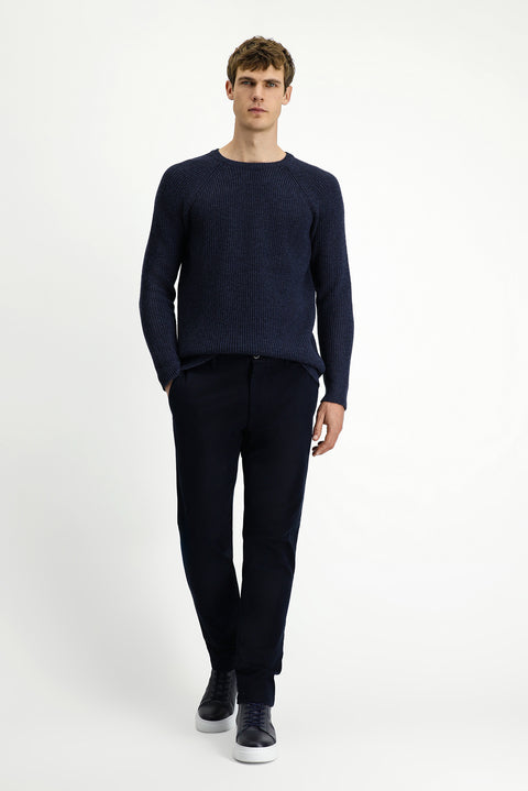 Dark Navy Blue Slim Fit Stretch Canvas / Chino Trousers